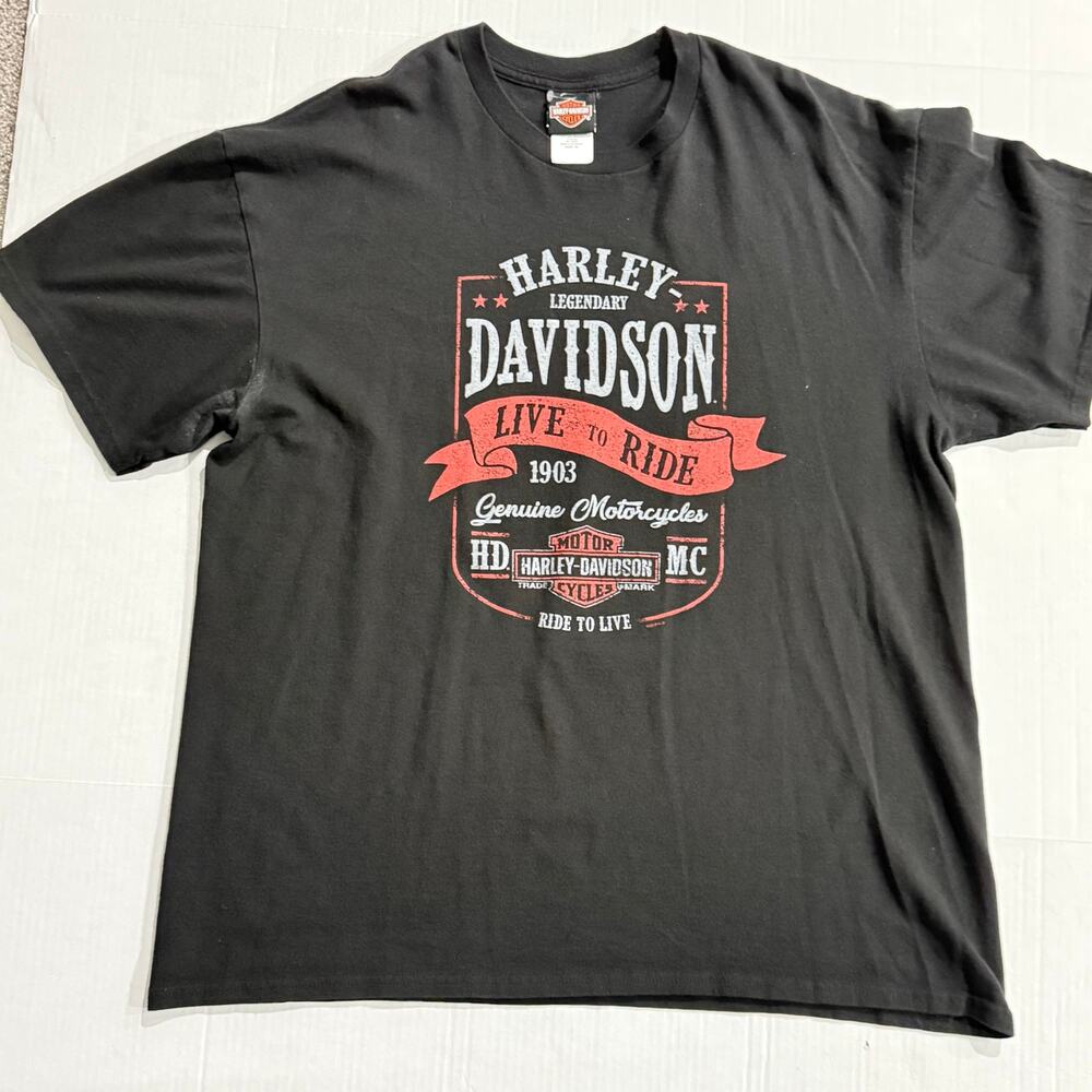 Harley-Davidson Live to Ride Black XL Graphic T-Shirt Motorcycle Biker Military
